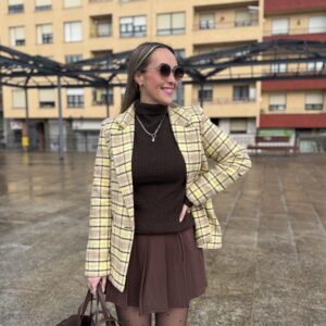Blazer cuadros amarillo + choco