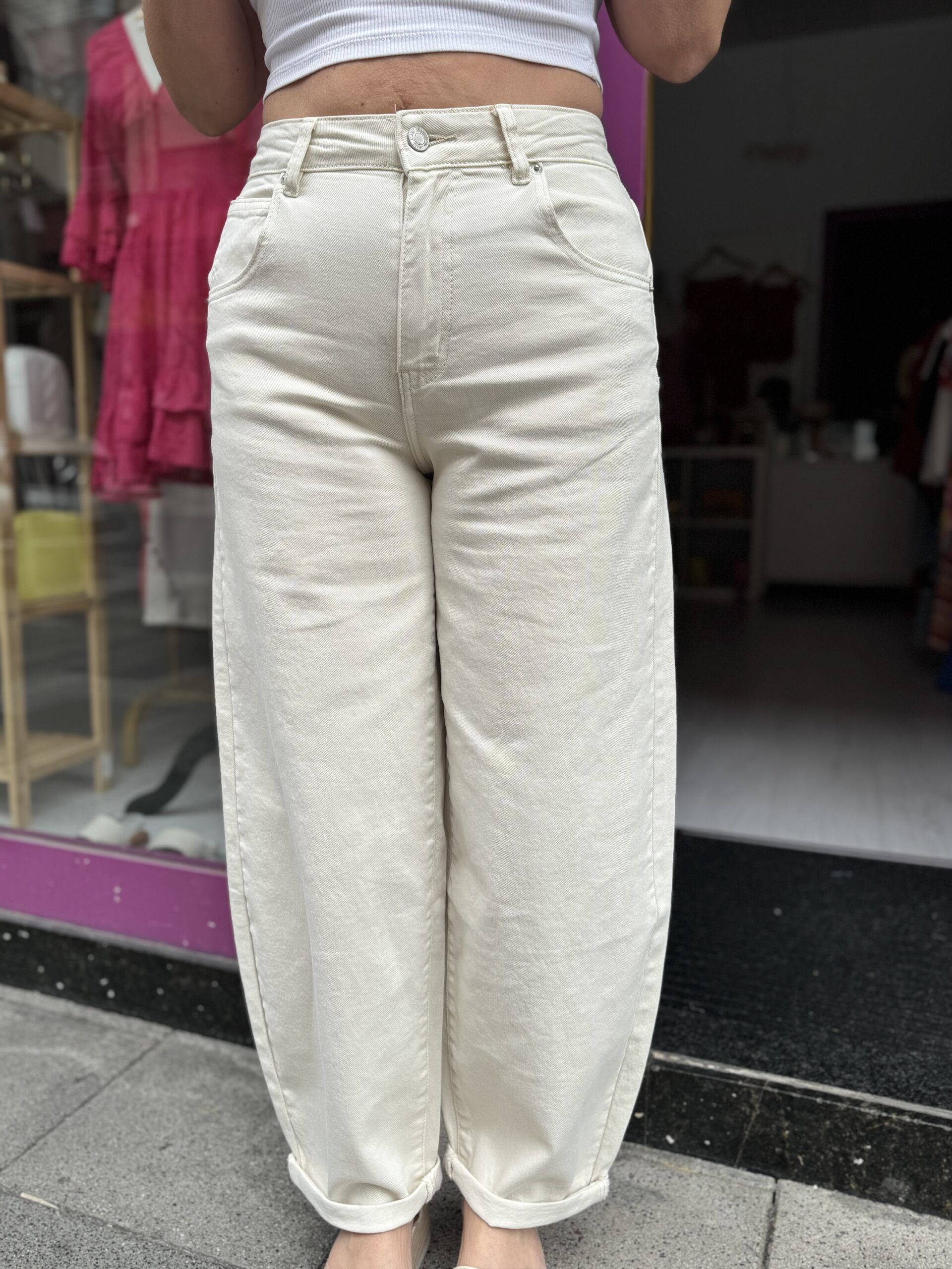 Pantalón Barrel Natural